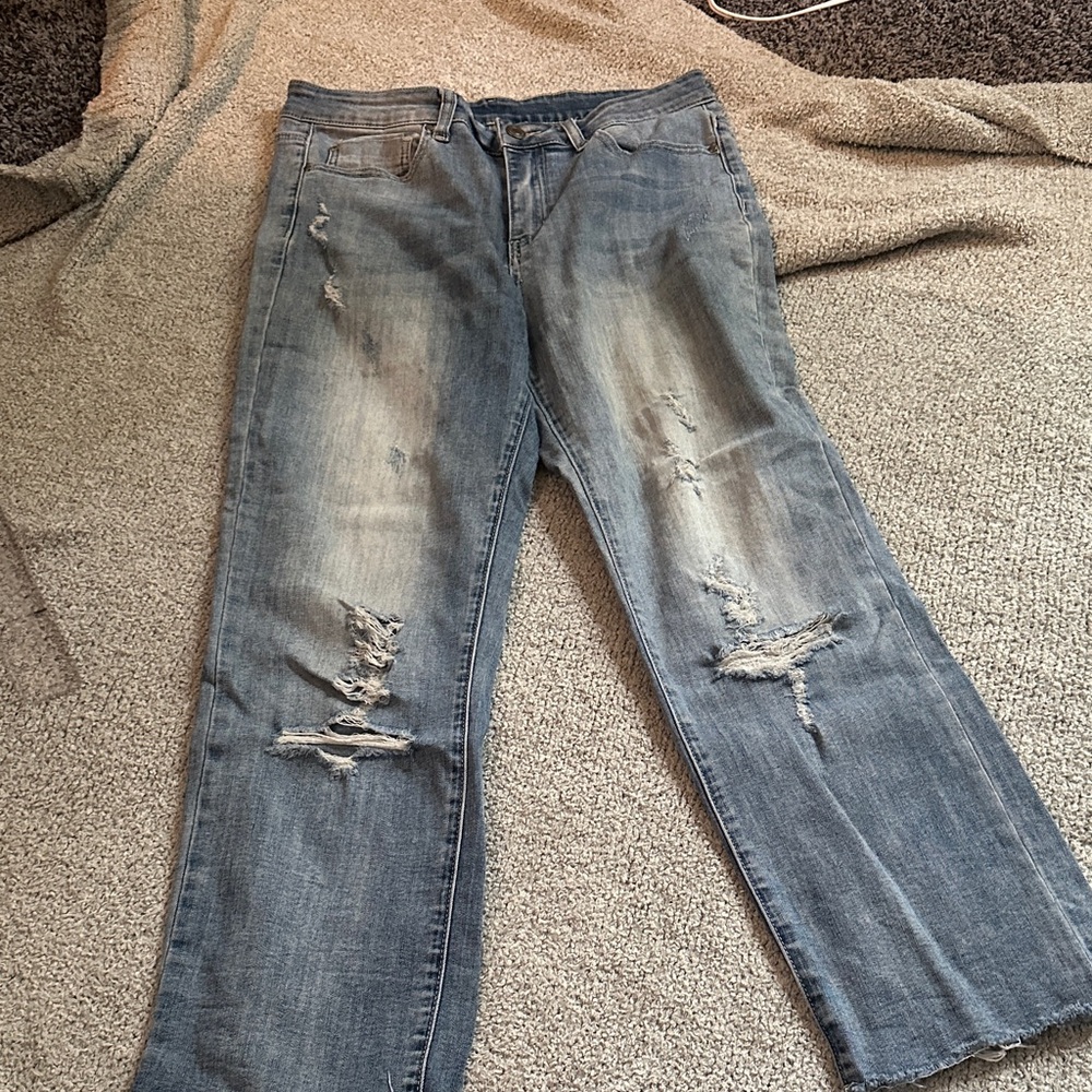 Grace & Lace Blue Distressed Jeans, 8